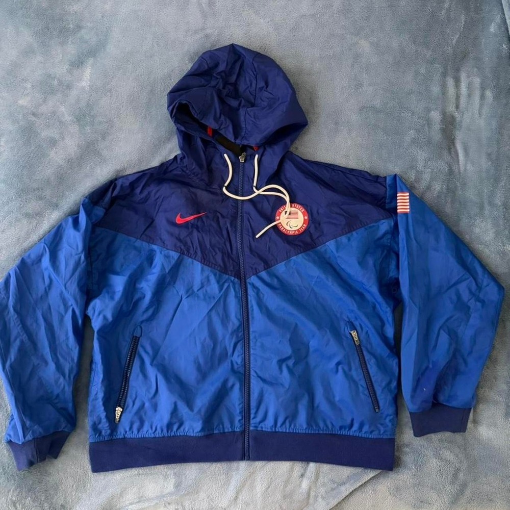 Nike blue USA Paralympic Team windbreaker jacket men Size XL